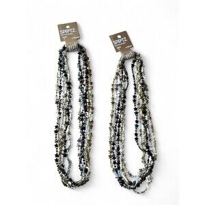 NWT 12 Spritz Target Beaded Necklaces Plastic Stars Black Silver & Gold 2 Pack